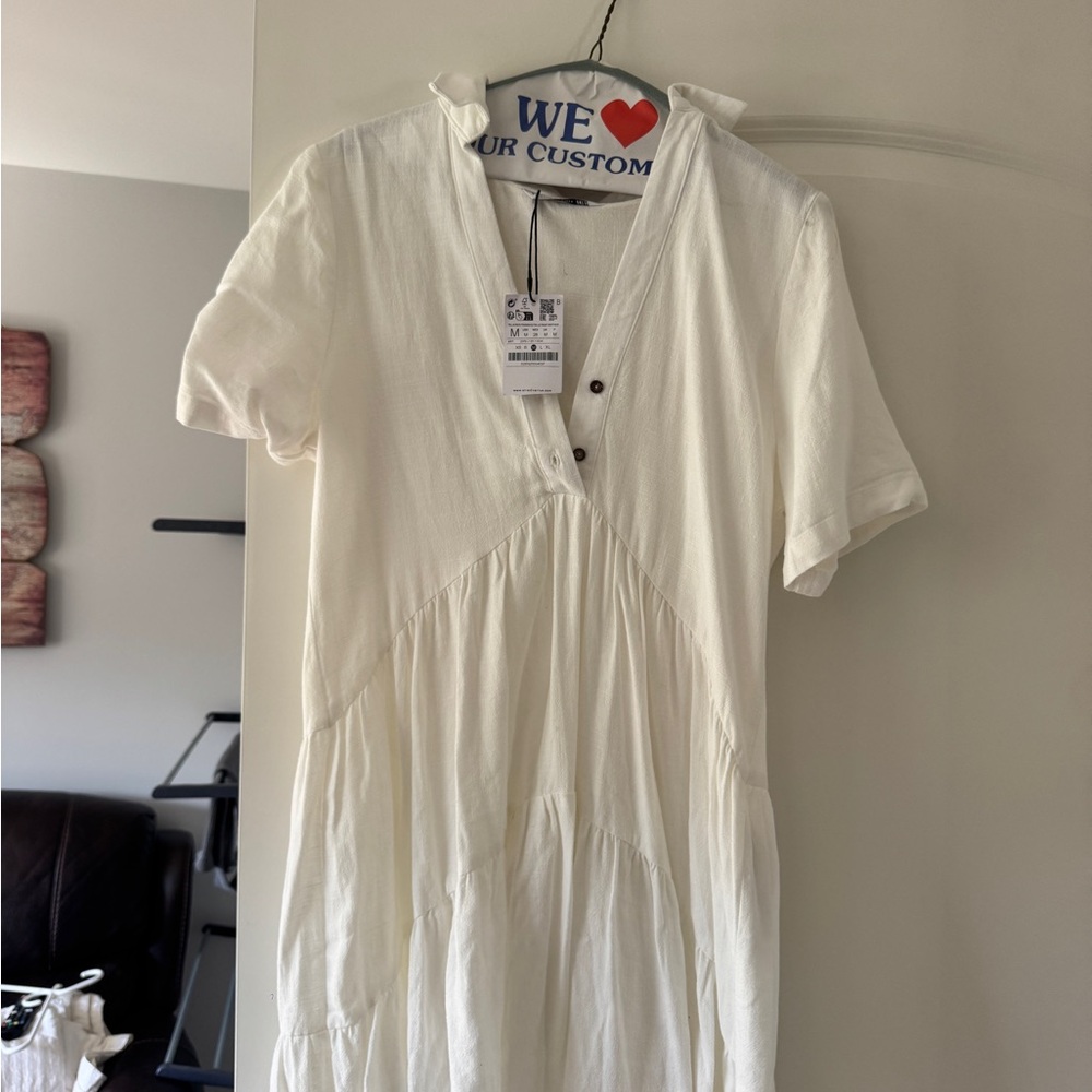 Stradivarius White Mini Dress